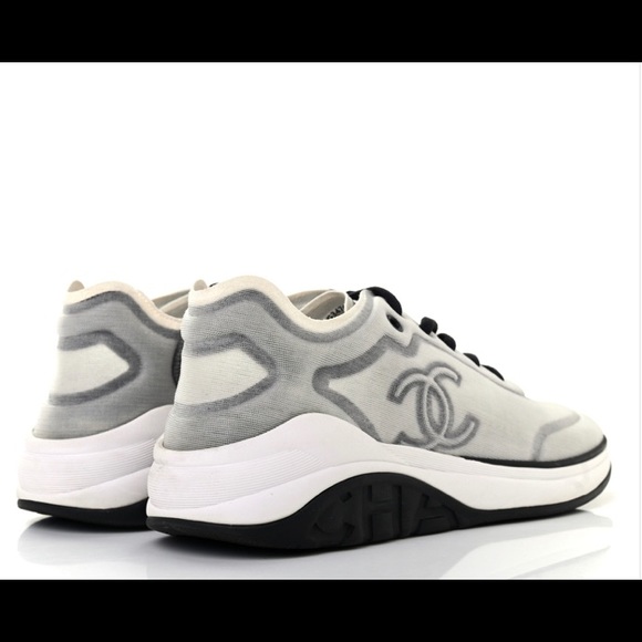 Chanel white and black mesh fashion sneakers - Picture 3 of 10